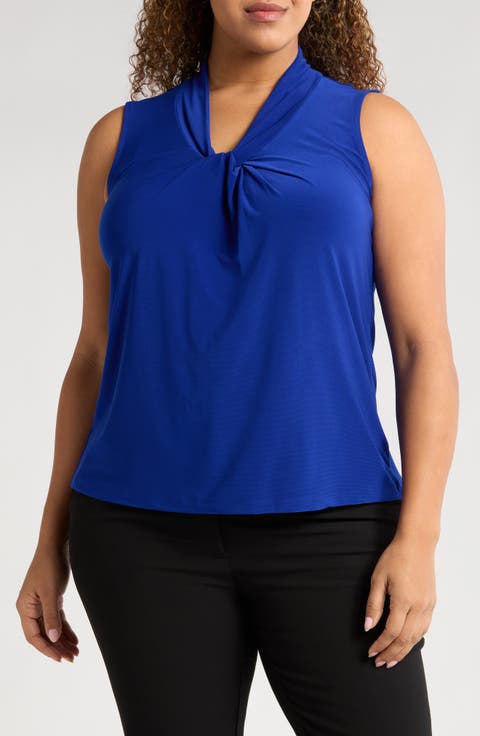 Twist Neck Sleeveless Top (Plus)