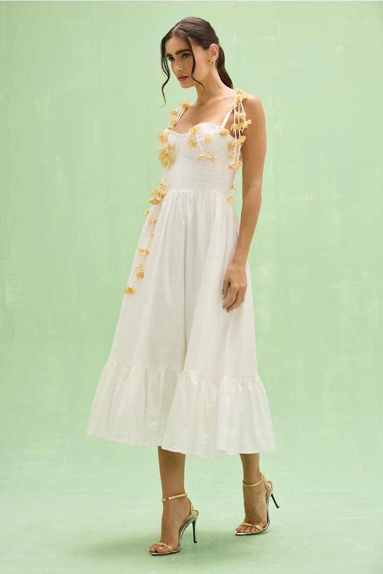 Tricoline Lotus Midi Dress, Alternate, color, OFF WHITE