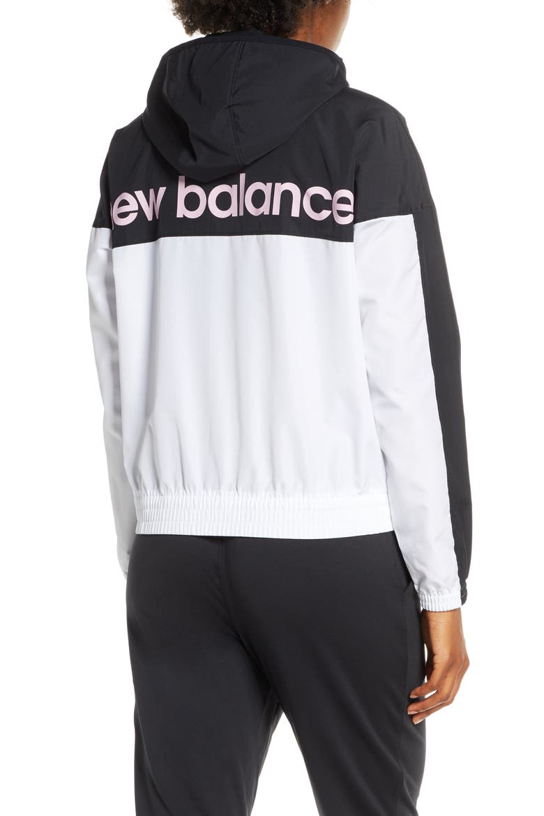 Athletics Colorblock Water Resistant Windbreaker, Alternate, color, BLACK/ WHITE