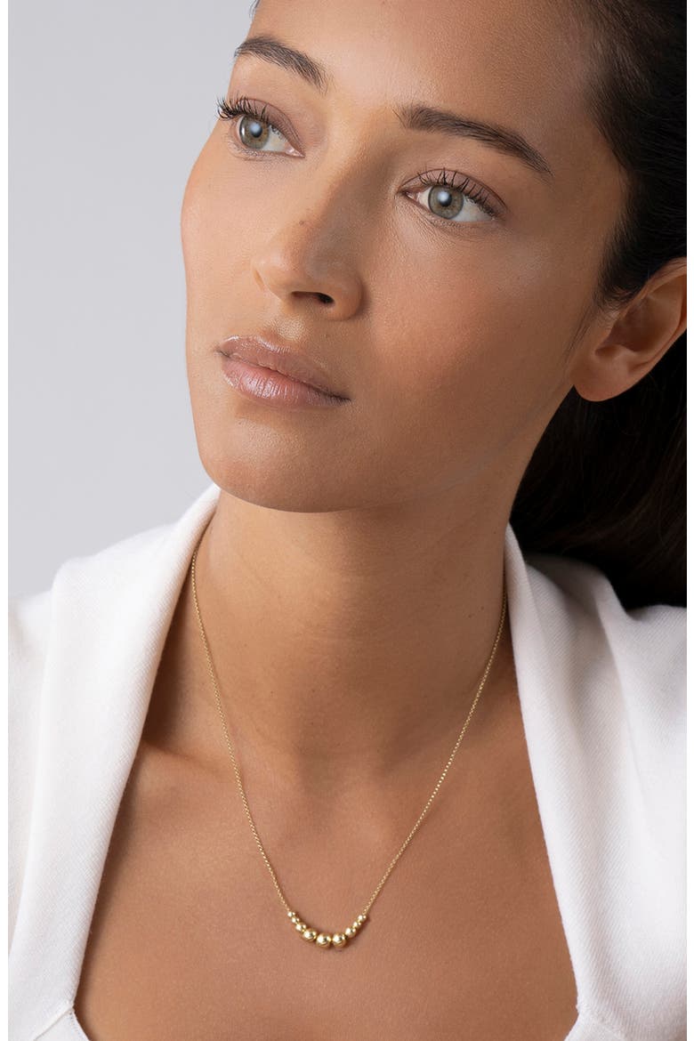 Caviar Gold Graduated Bead Chain Necklace, Alternate, color, GOLD