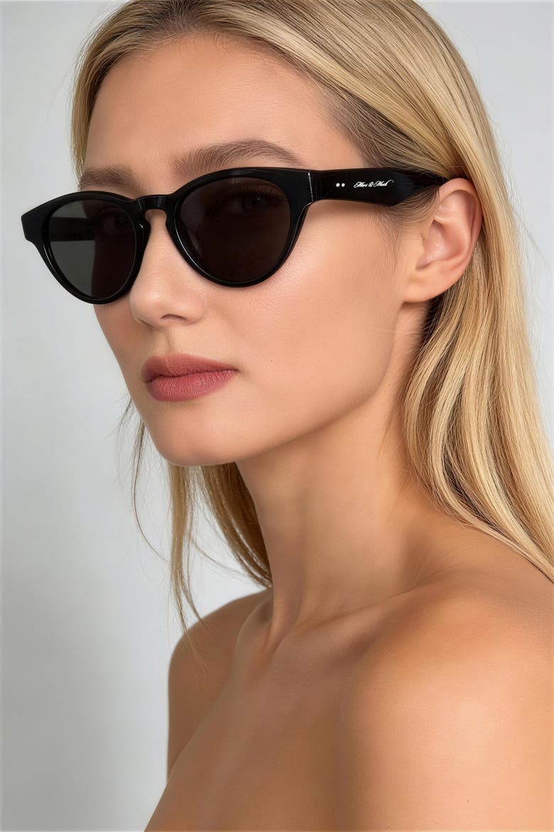No.1 Noir Round Frame Sunglasses, Alternate, color, Black