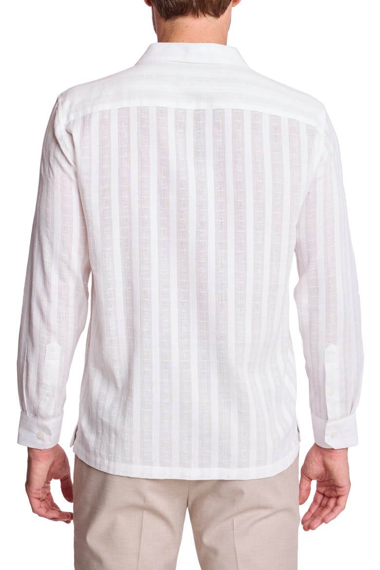 Parker Trim Fit Cotton Button-Up Shirt, Alternate, color, WHITE DOBBY STRIPES