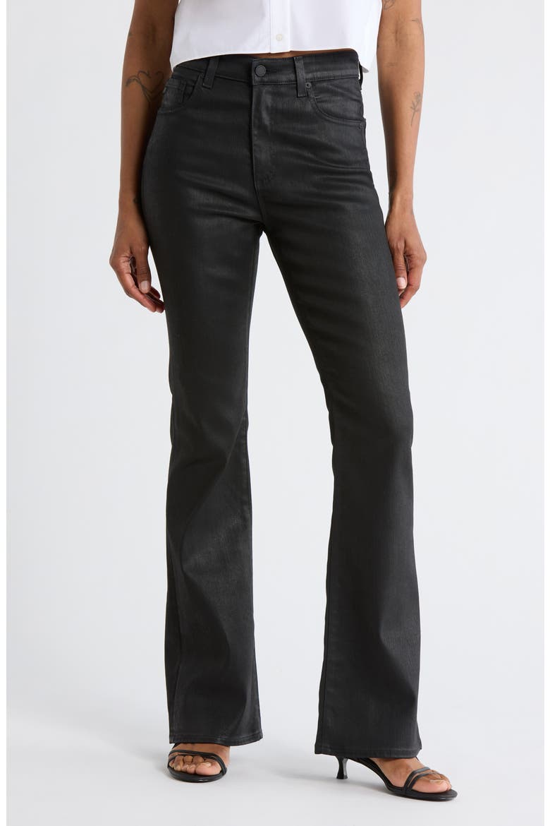 Alexxis Coated High Waist Bootcut Jeans, Main, color, SUPER BLACK