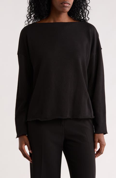 Boxy Boat Neck Organic Cotton Top