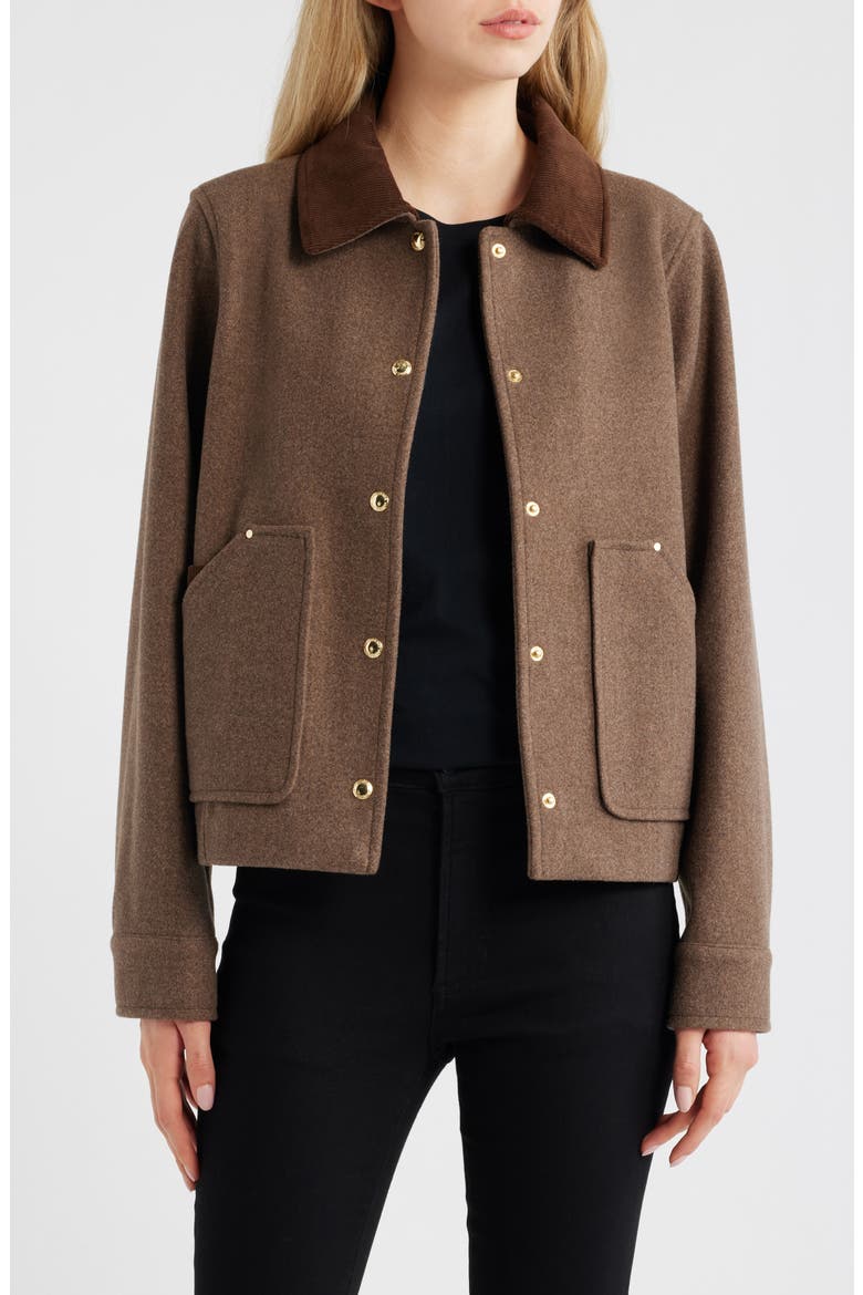 Corduroy Trim Jacket, Main, color, BROWN MELANGE