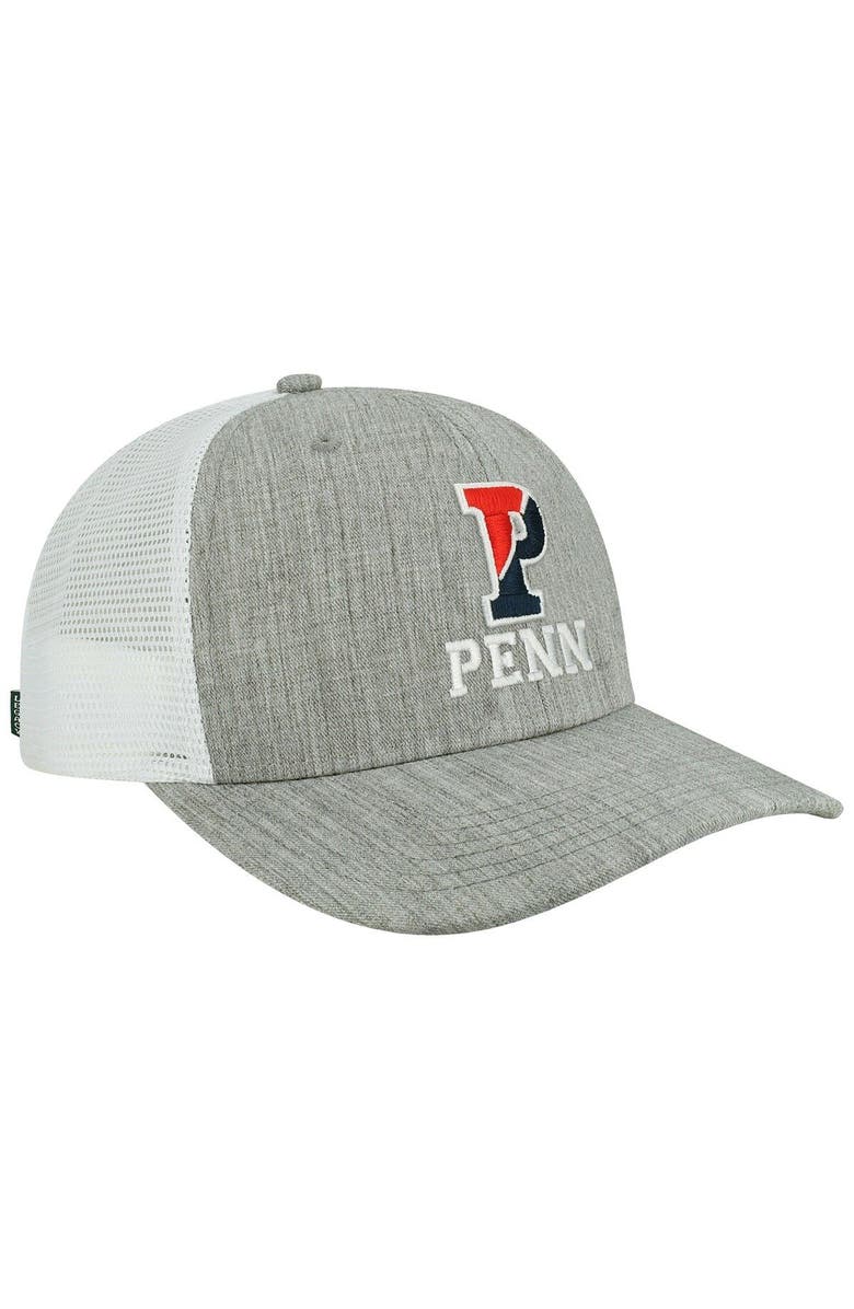 LEGACY ATHLETIC Men's Legacy Athletic Heather Gray/White Pennsylvania Quakers The Champ Trucker Snapback Hat, Alternate, color, 