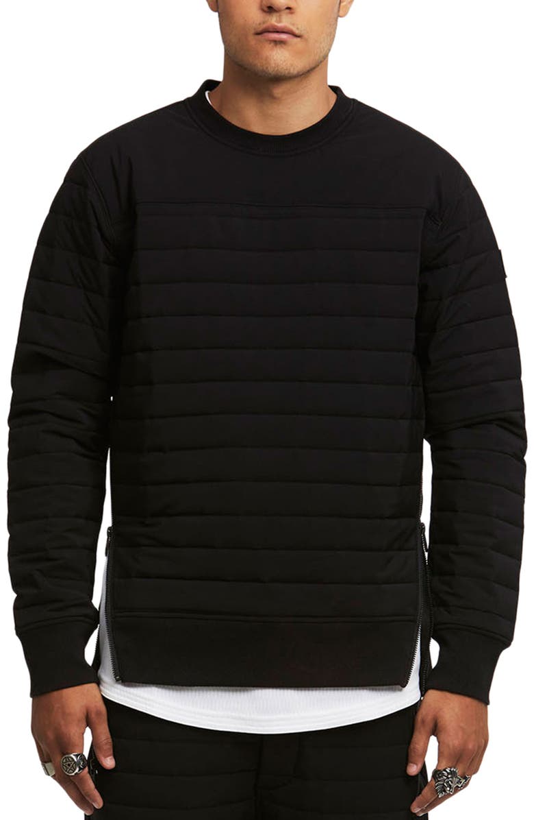 Moose Knuckles Badger Quilted Crewneck Sweatshirt, Main, color,