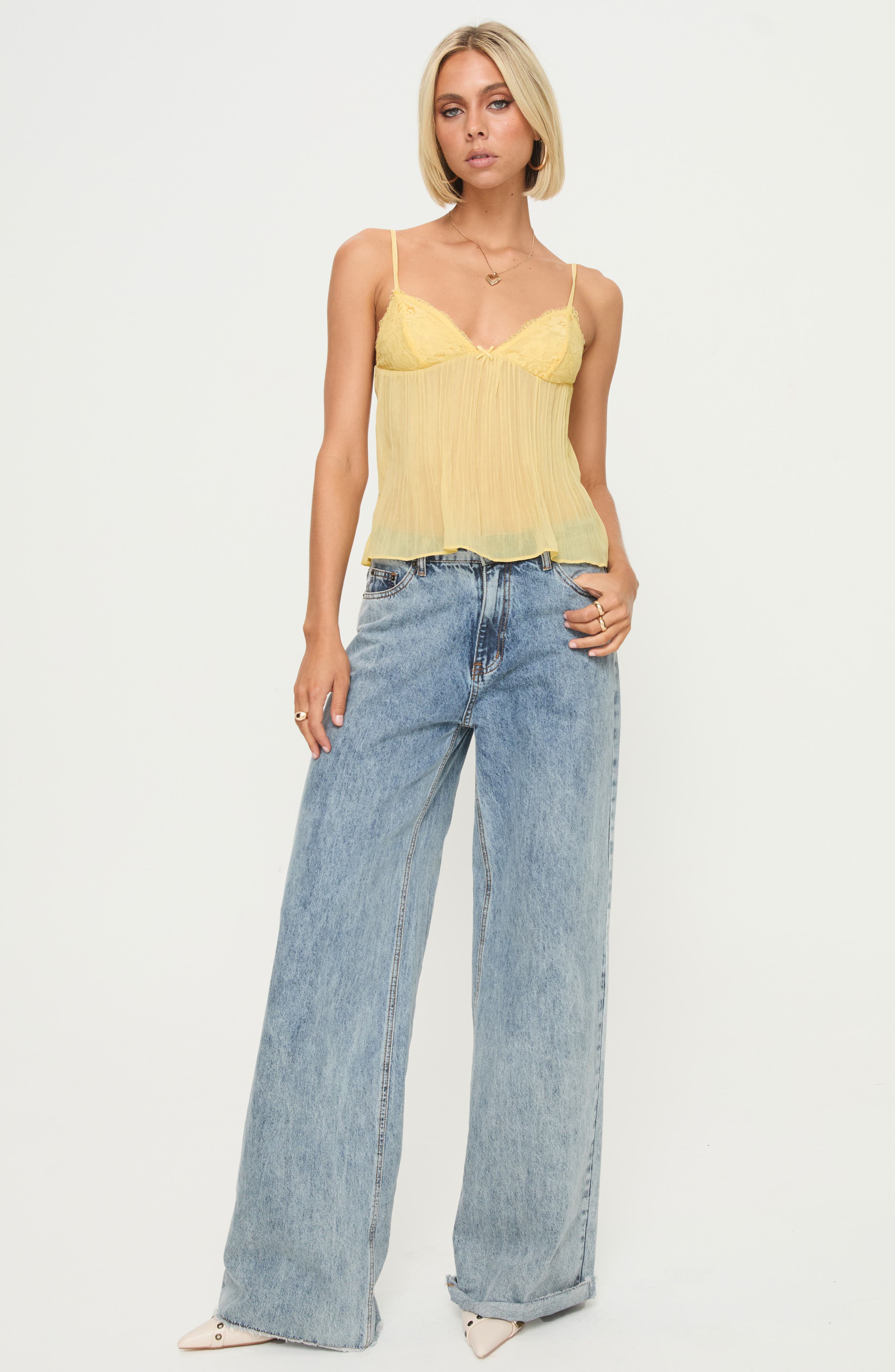 Princess Polly Zami Lace Trim Semisheer Camisole (Women) | Nordstrom