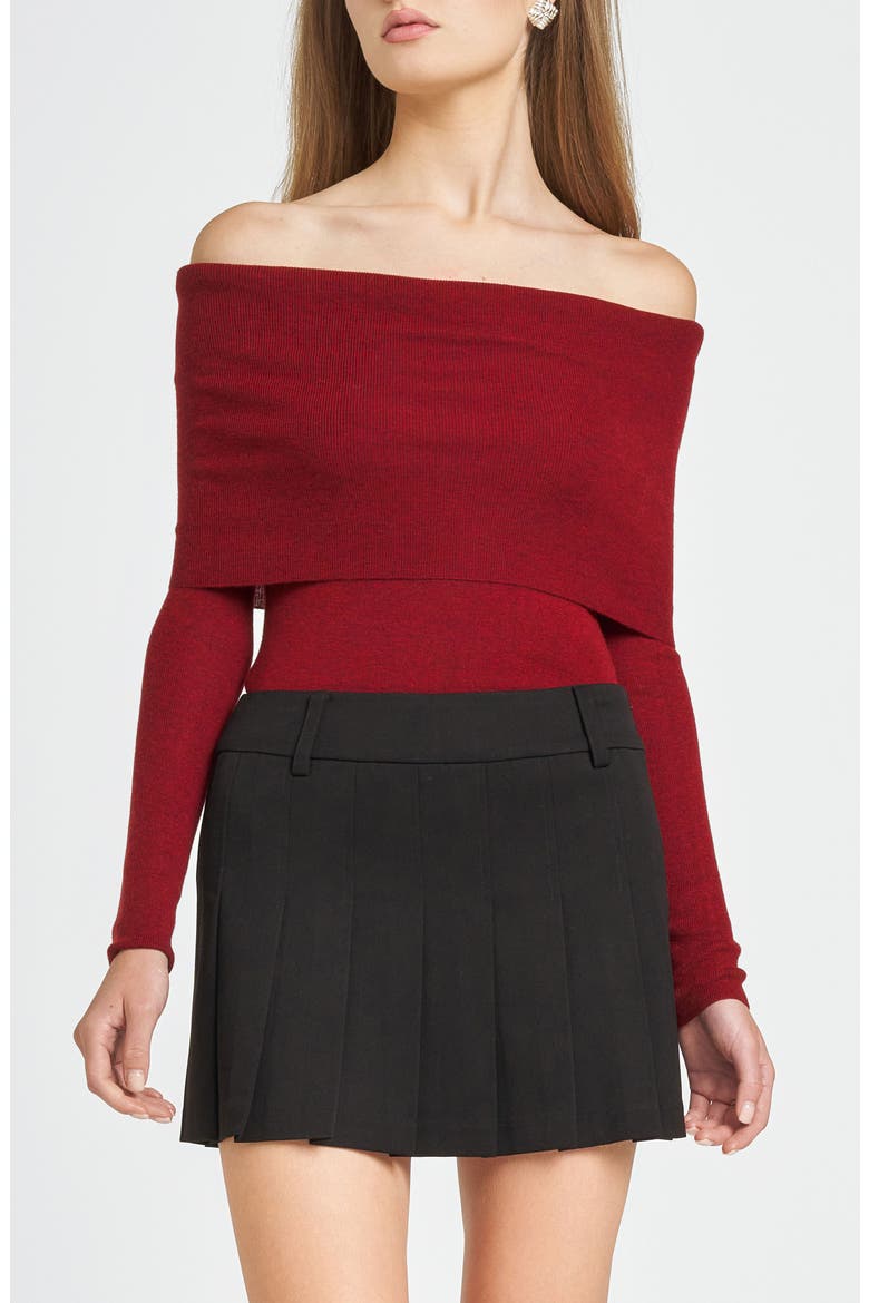 Sonia Off the Shoulder Rib Sweater, Main, color, BORDEAUX