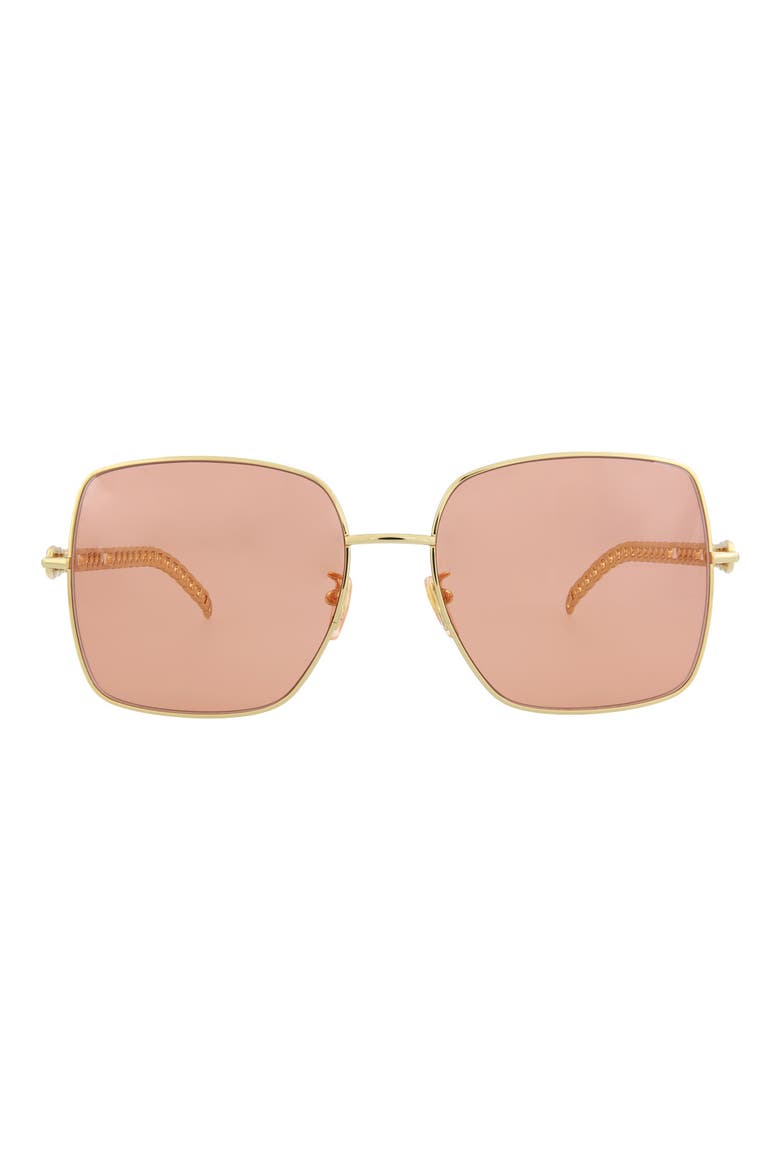 61mm Square Sunglasses, Main, color, GOLD GOLD ORANGE
