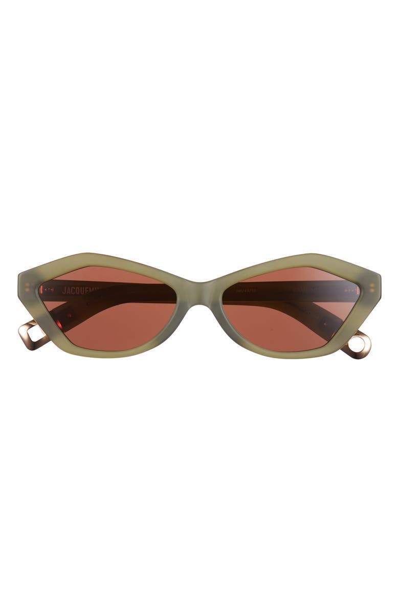 Jacquemus Les Lunettes Bambino Cat Eye Sunglasses, Main, color, Sanded Green/Gold/Brown