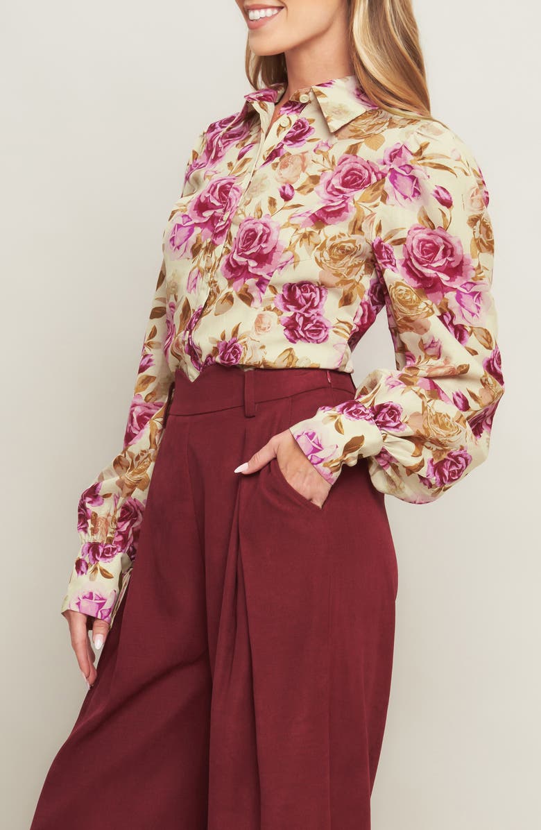 FLYING TOMATO Button Front Long Sleeve Top, Alternate, color,