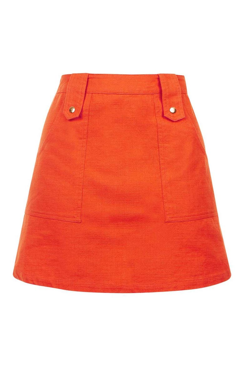 Square Pocket A-Line Skirt, Alternate, color, ORANGE