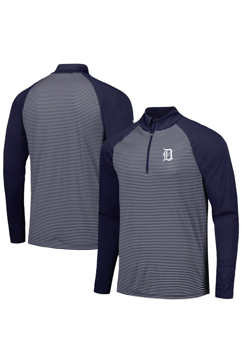 Men's Levelwear Navy Detroit Tigers Charter Striped Raglan Quarter-Zip Top, Main, color, Navy