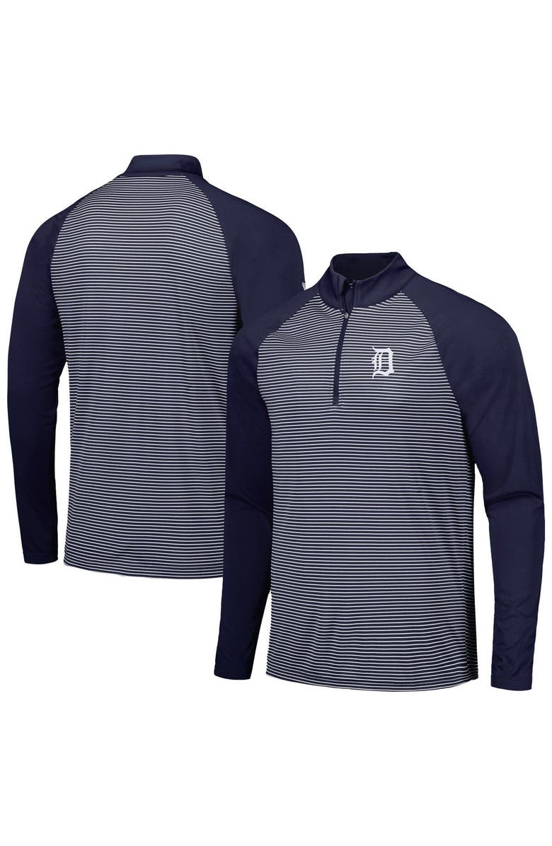 LEVELWEAR Men's Levelwear Navy Detroit Tigers Charter Striped Raglan Quarter-Zip Top, Main, color, Navy
