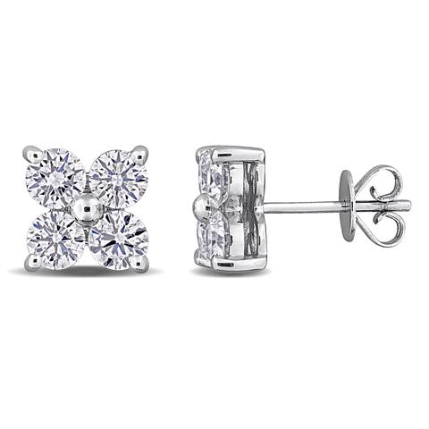 Lab-Grown Diamond Floral Stud Earrings 14k