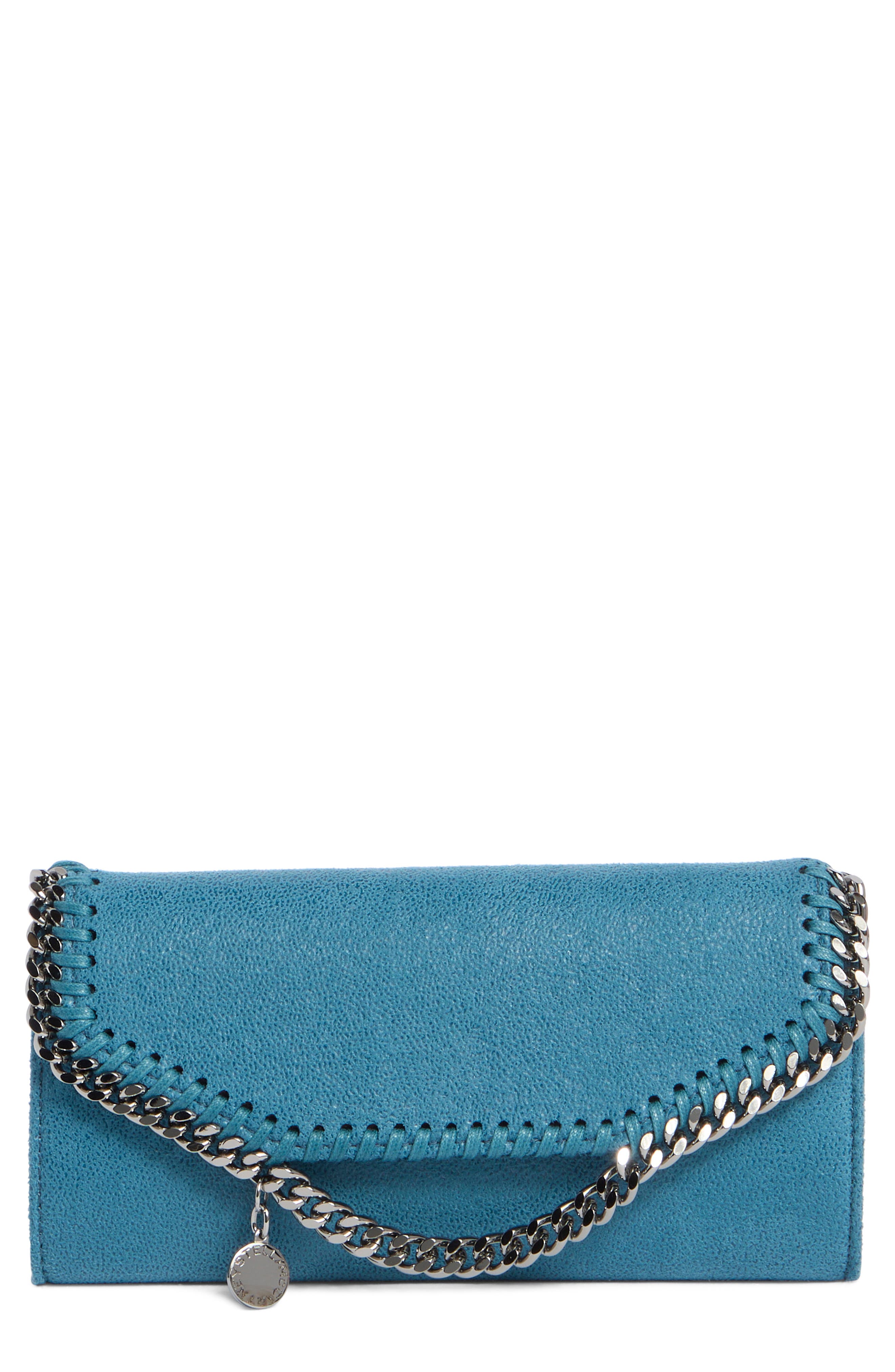 Stella McCartney Mini Falabella Metallic Wallet, Main, color, 