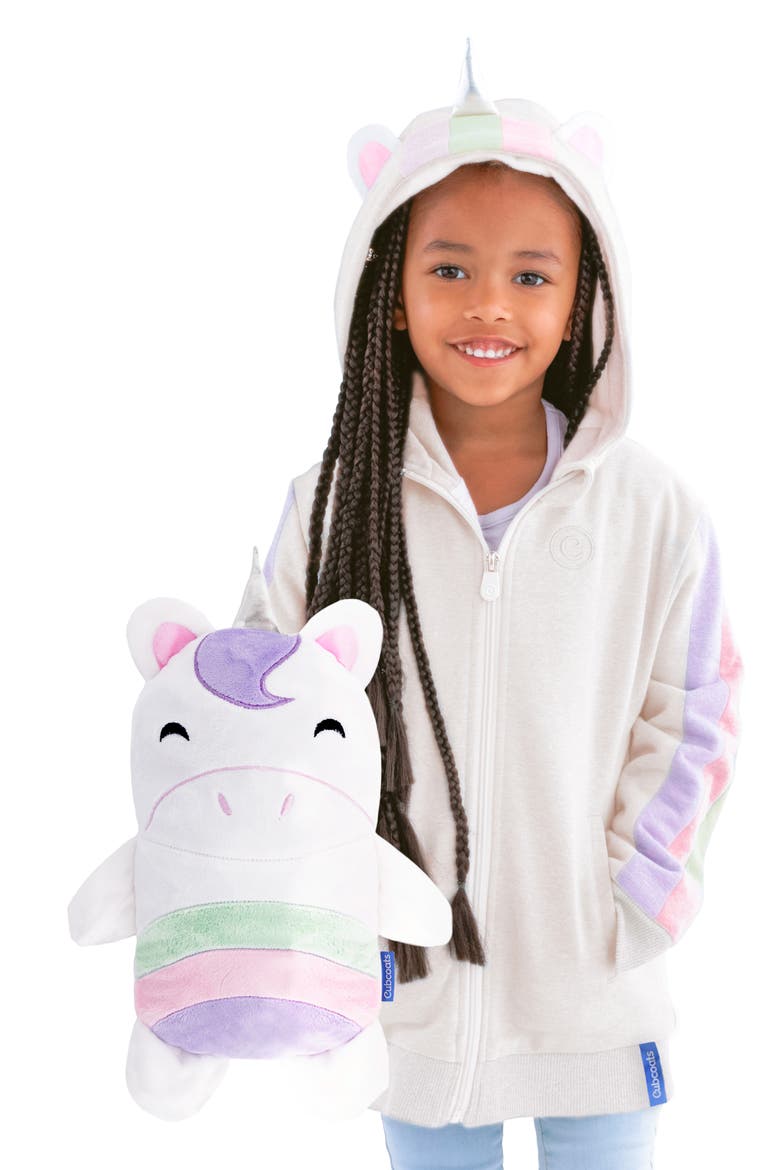 Uki 2-in-1 Stuffed Animal Hoodie, Main, color, GREY MARL MIX