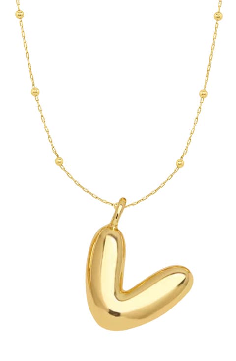 14K Gold Plated Bubble Initial Pendant Necklace