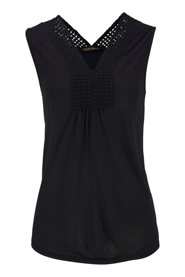 Crochet Insert Tank Top, Alternate, color, Black