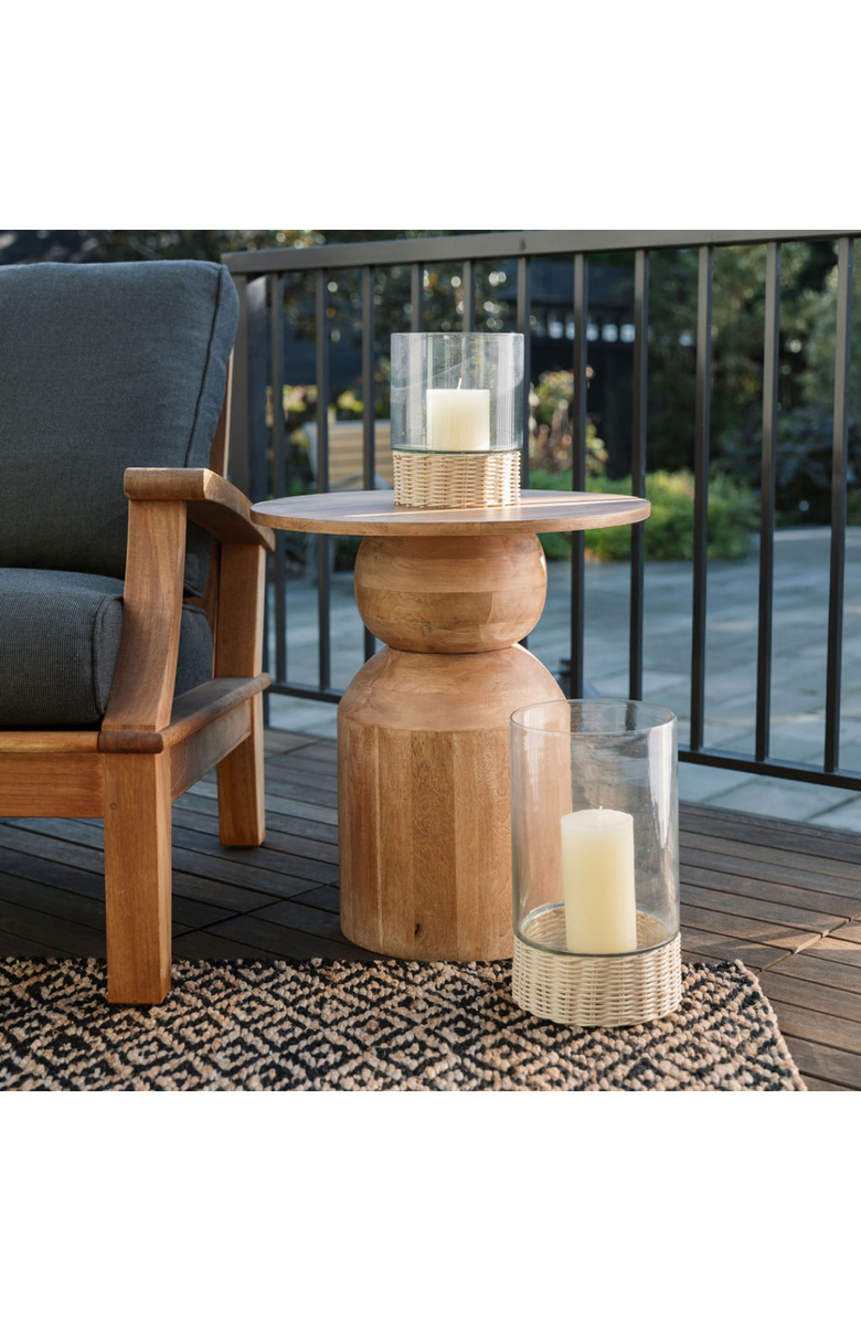 CG Hunter Clear Glass and Rattan Candleholder, Alternate, color, Glass