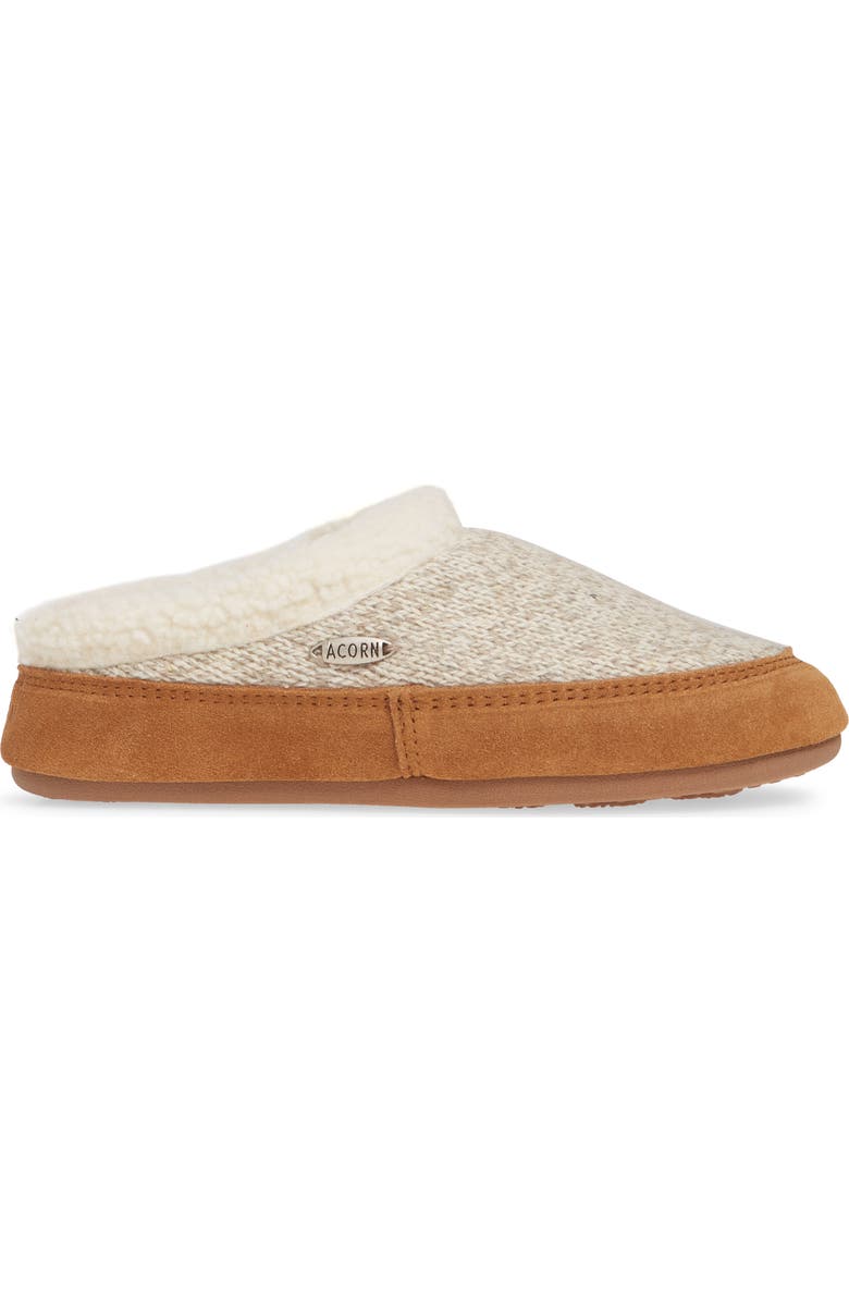 Acorn Faux Fur Mule Slipper, Alternate, color, Oatmeal Heathered Wool