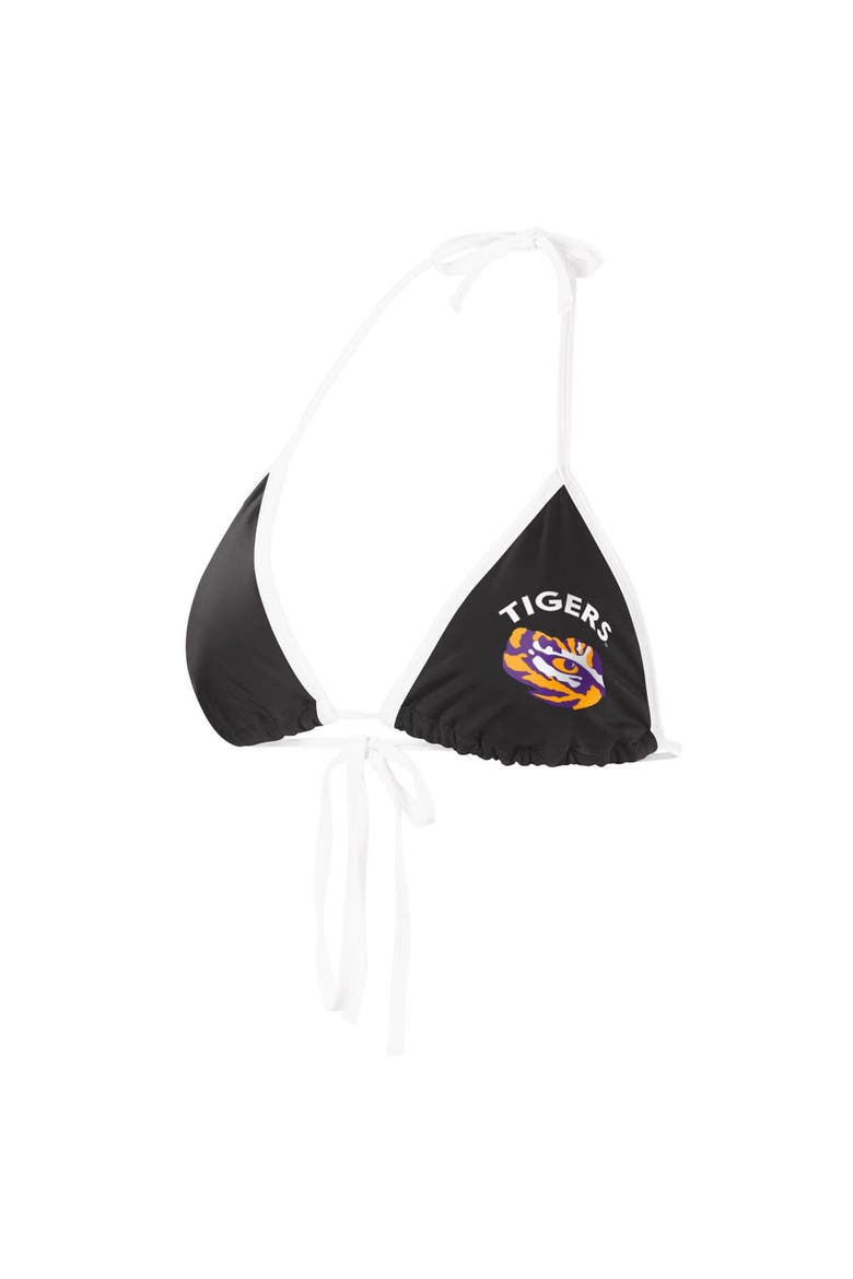 Women's G-III 4Her by Carl Banks Black LSU Tigers Perfect Match Bikini Top, Main, color, Black