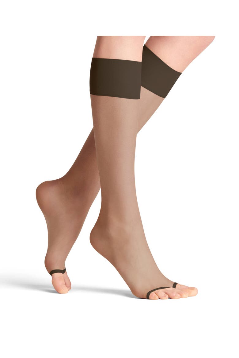 Shelina Toeless 12 Denier Ultra Sheer Socks, Alternate, color, Espresso