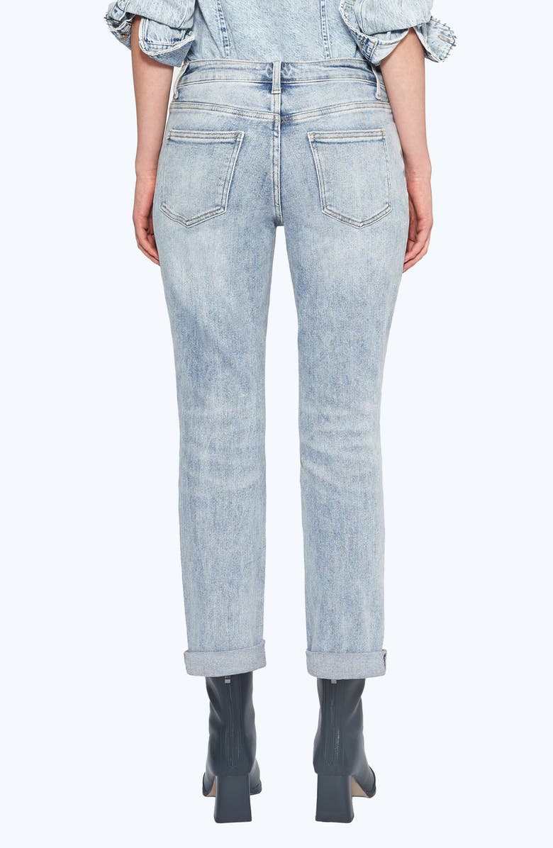 Bayeas High Waist Rolled Cuff Straight Leg Jeans, Alternate, color, Light Blue