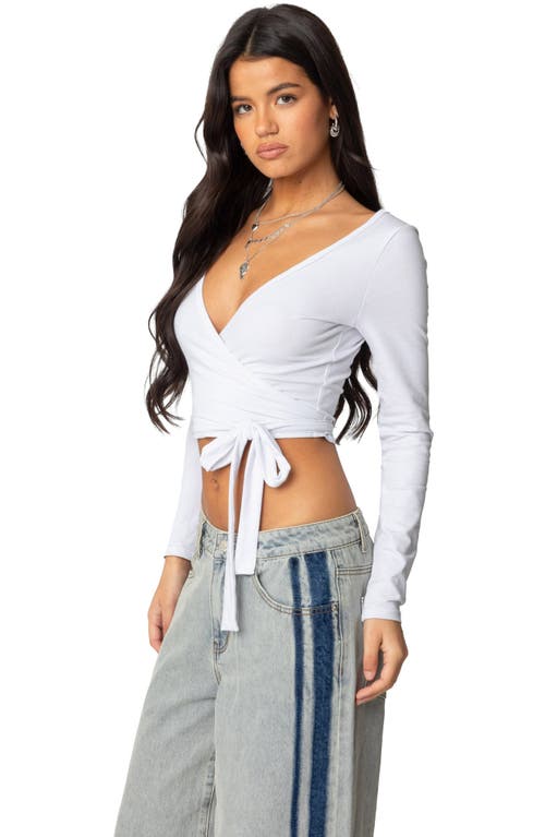 Edikted Aila Wrap Crop Top In White
