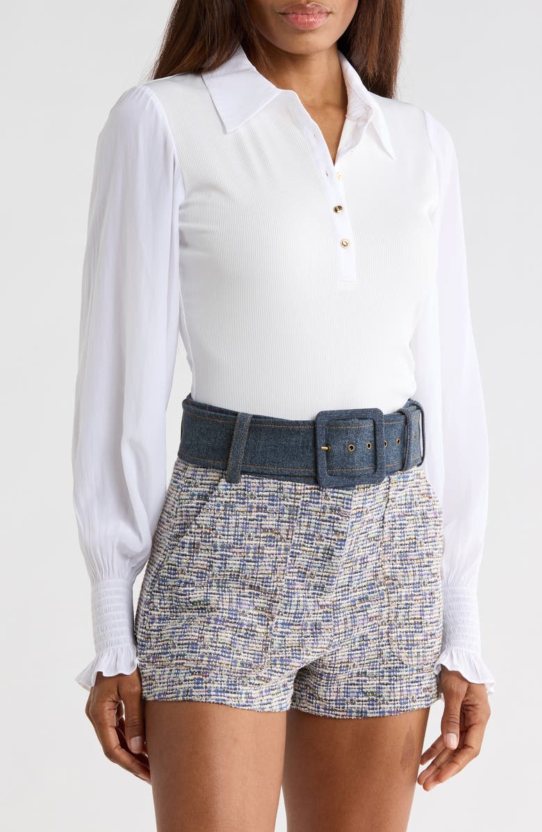 Ramy Brook Dominique Mixed Media Top, Main, color, Ivory