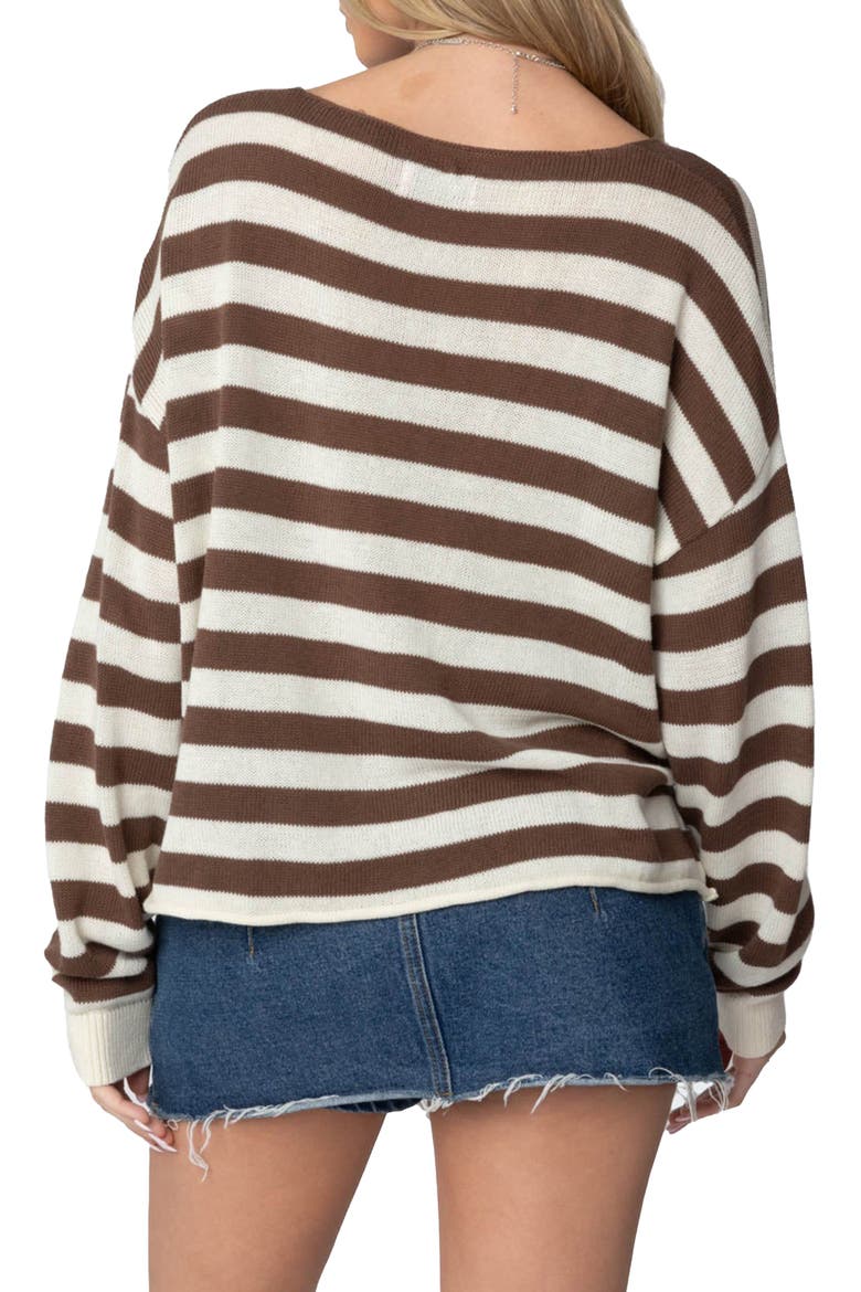 Anney Oversize Stripe Sweater, Alternate, color, BROWN-AND-CREAM