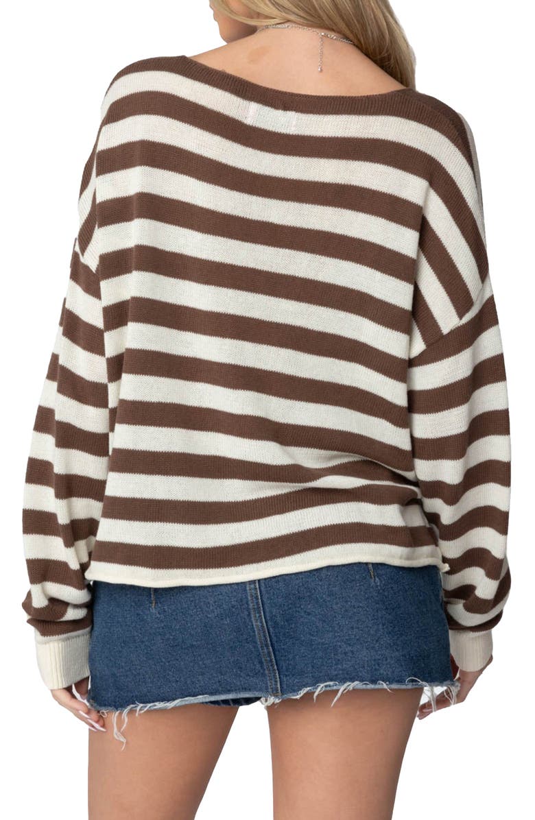 EDIKTED Anney Oversize Stripe Sweater, Alternate, color, Brown-And-Cream