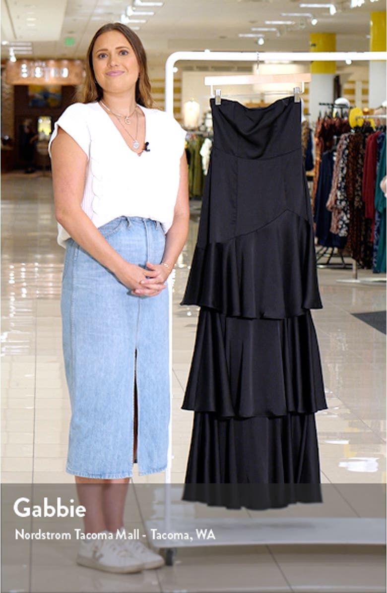 Blissfully Beautiful Strapless Tiered Satin Gown, sales video thumbnail