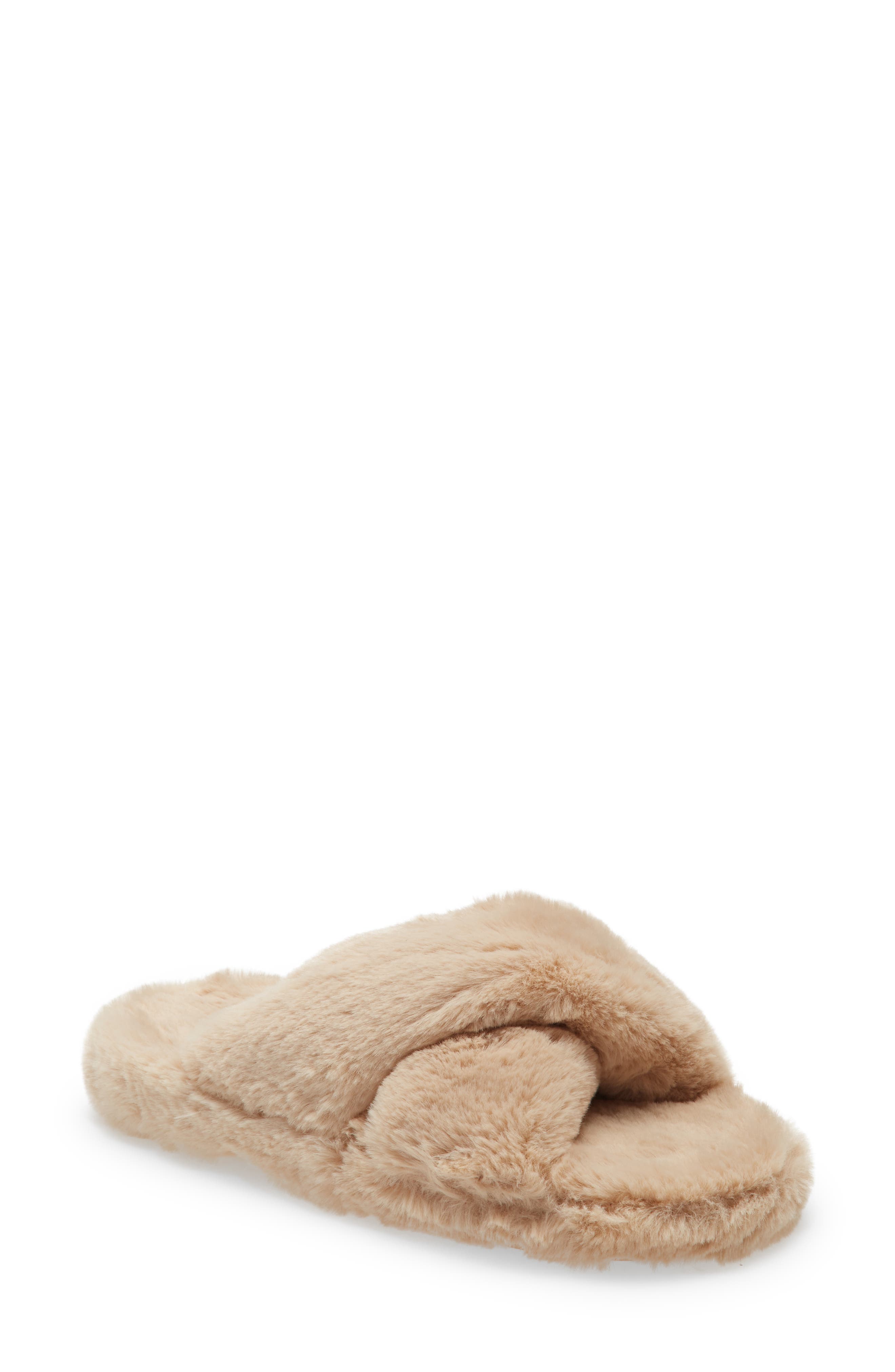 Lopply Faux Fur Slipper, Main, color, NATURAL WOVEN UNWASHED