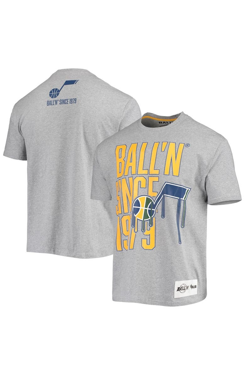 BALL'N Men's BALL'N Heathered Gray Utah Jazz Since 1979 T-Shirt, Main, color, Heather Gray