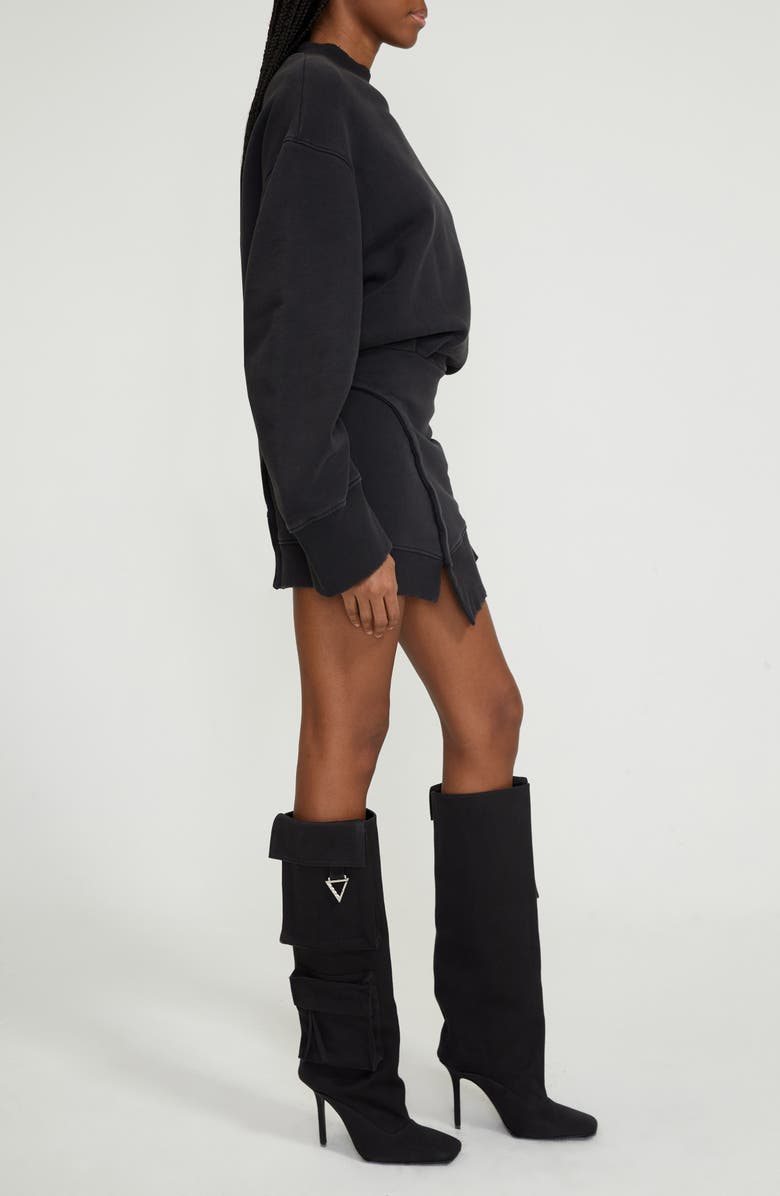 The Attico Ivory Black Oversize Sweatshirt Minidress, Alternate, color, Black