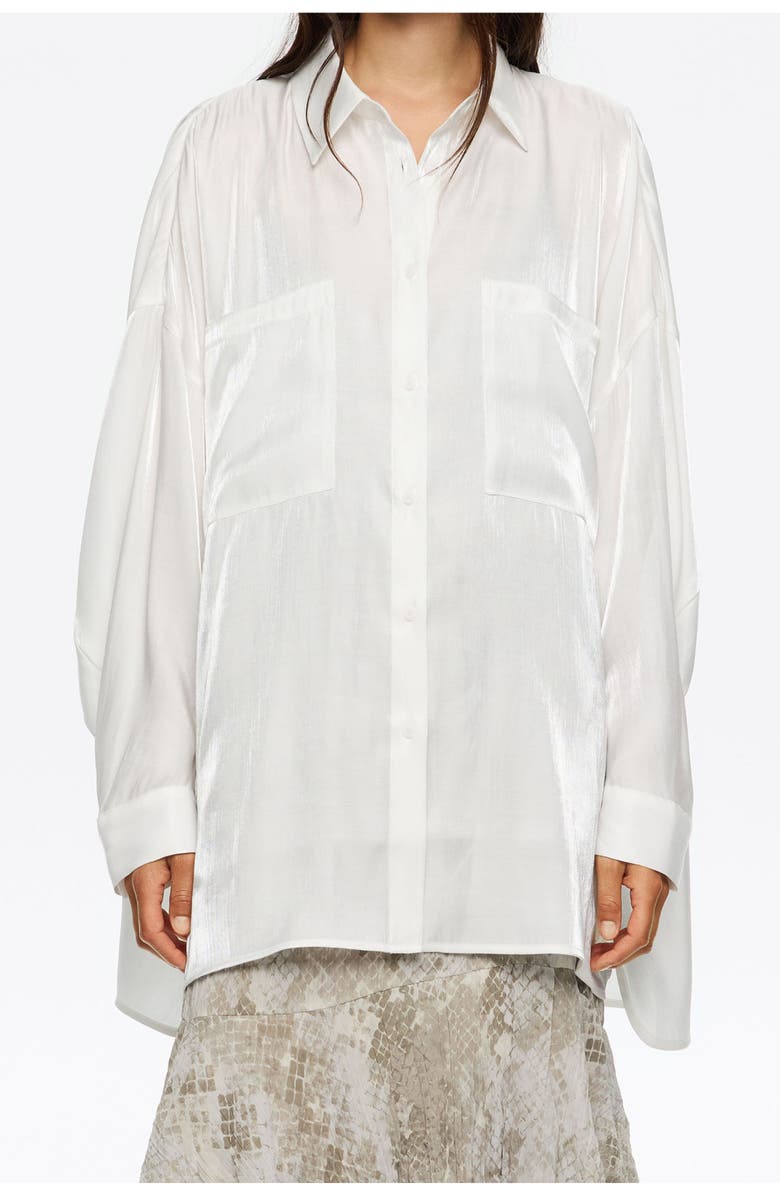 Bimba y Lola Shiny Oversize Shirt, Main, color, White