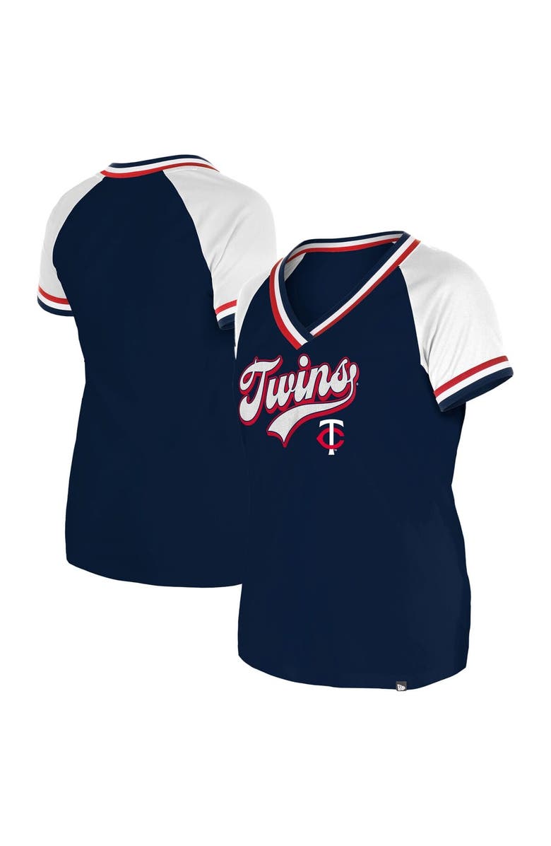 New Era Women's New Era Navy Minnesota Twins Gameday Raglan V-Neck T-Shirt, Alternate, color, Navy