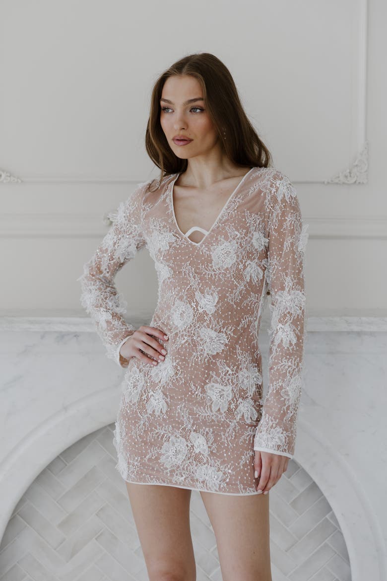 Everly Mini Dress, Alternate, color, Nude