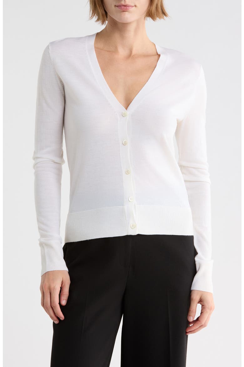 V-Neck Wool Cardigan, Main, color, ICE WHITE