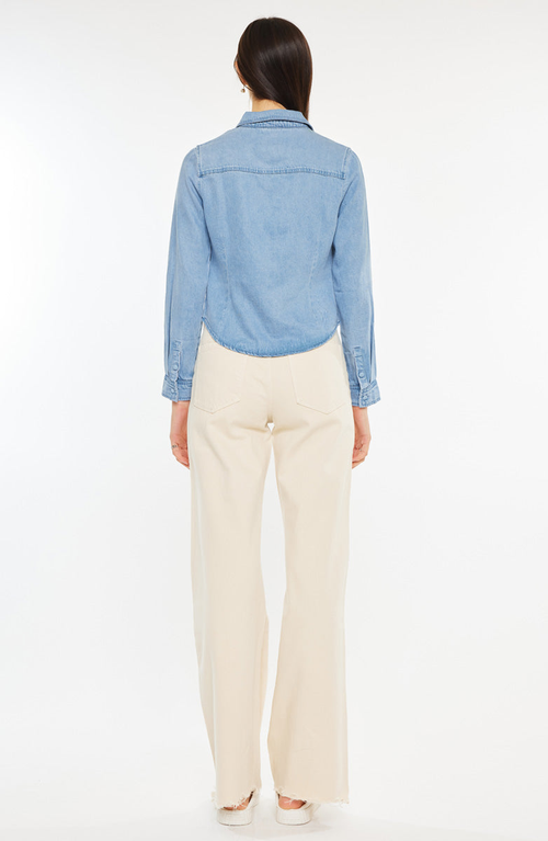 Kancan Evie Fitted Long Sleeve Shirt In Blue