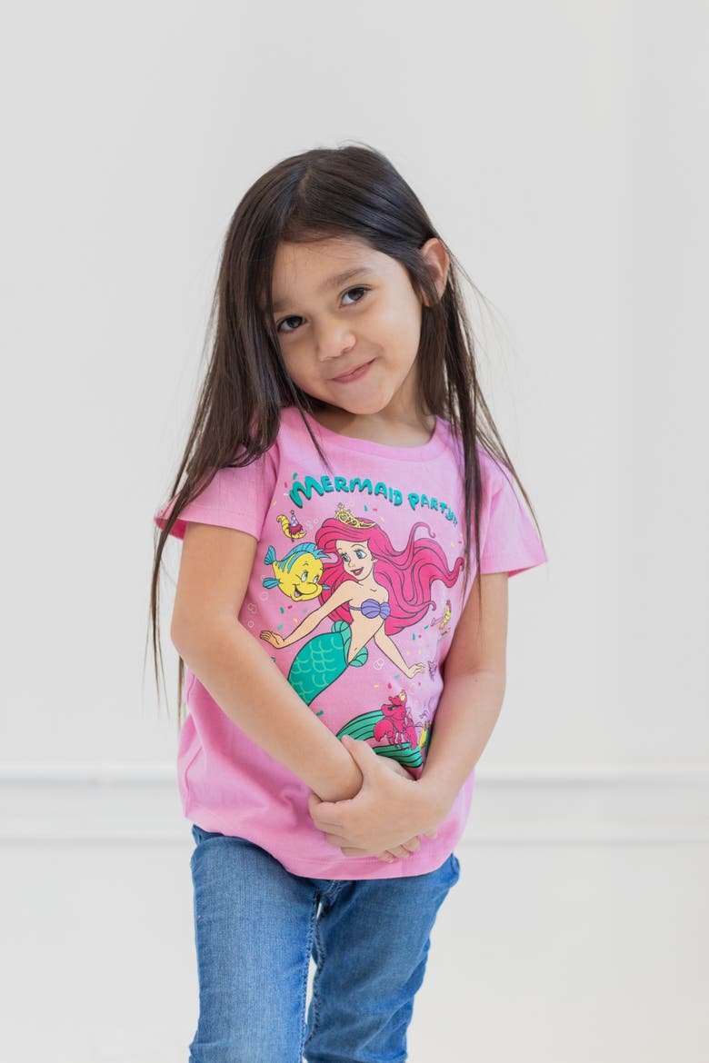 Princess Birthday Graphic T-Shirt, Alternate, color, Ariel Light Pink