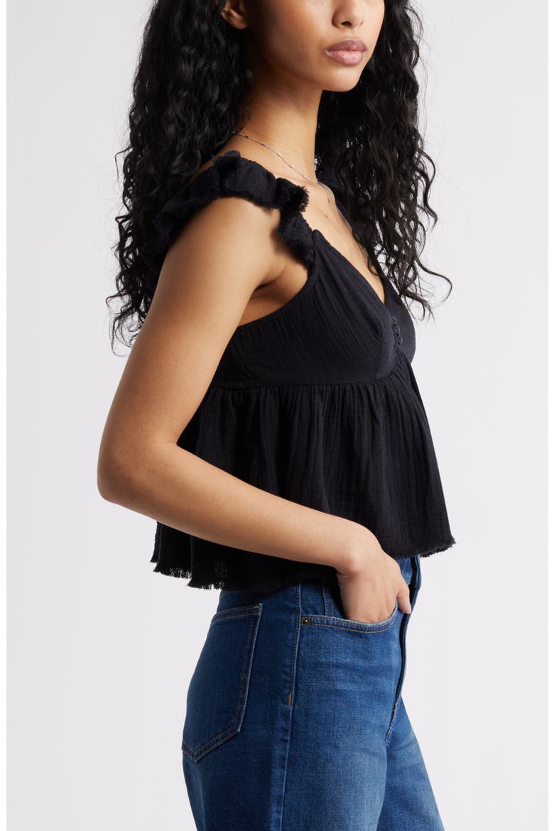 Cotton Gauze Babydoll Top, Alternate, color, BLACK