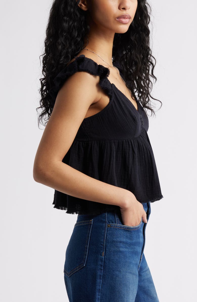 BP. Cotton Gauze Babydoll Top, Alternate, color, Black