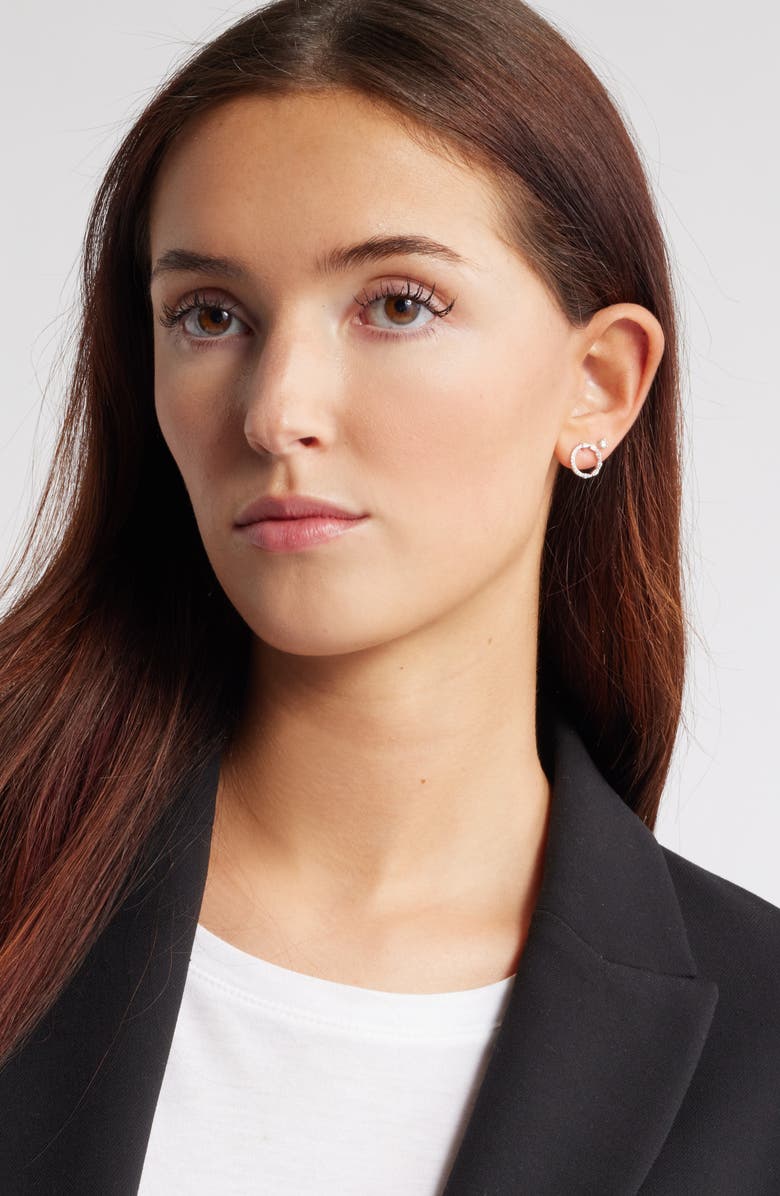 Nordstrom Set of Two Cubic Zirconia Stud & Hoop Earrings, Alternate, color, Clear- Silver