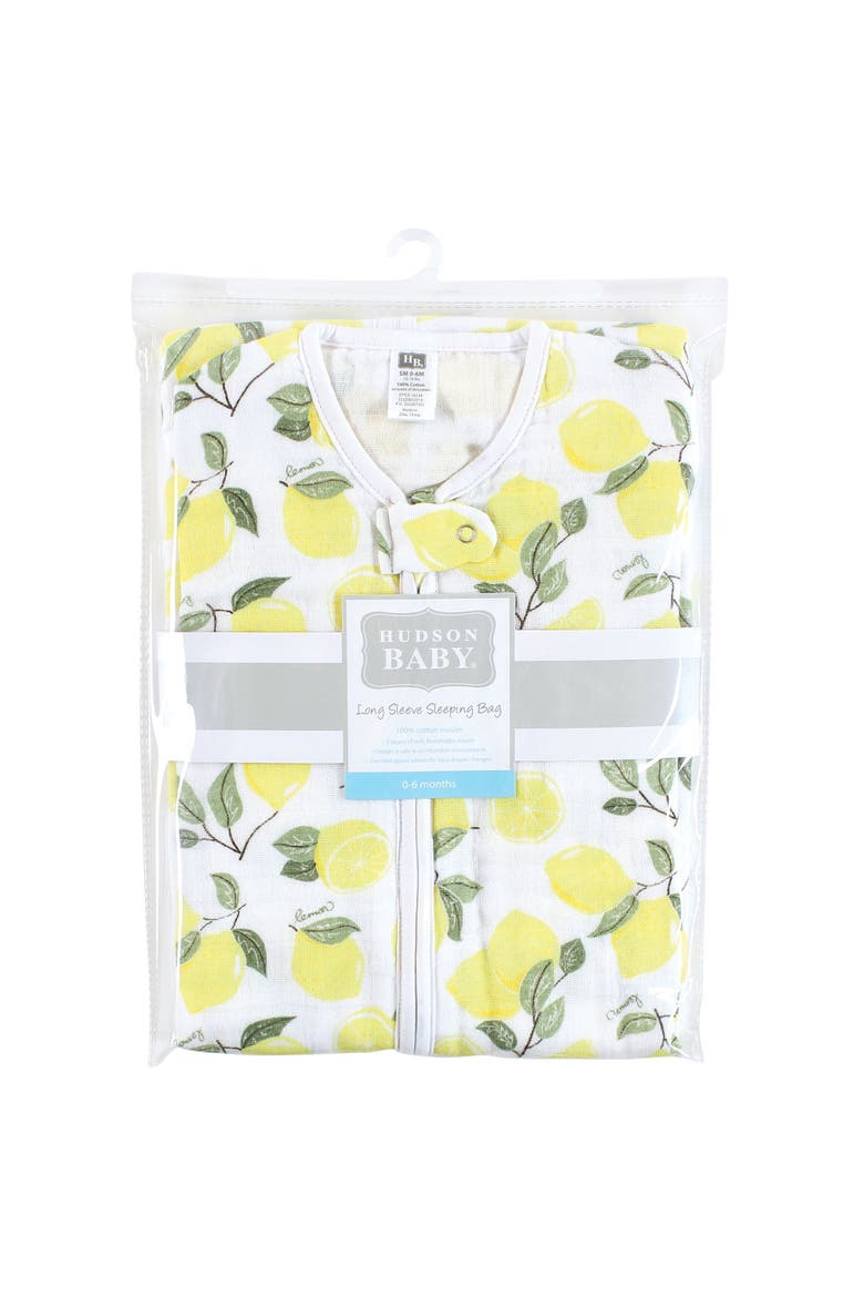 Soft Muslin Long-Sleeve Sleep Swaddle, Alternate, color, Lemons