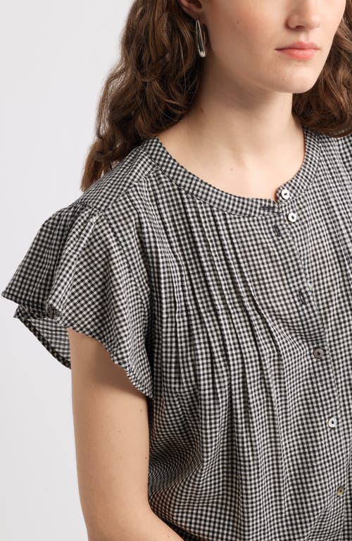 TREASURE & BOND TREASURE & BOND GINGHAM FLUTTER SLEEVE BUTTON-UP TOP 