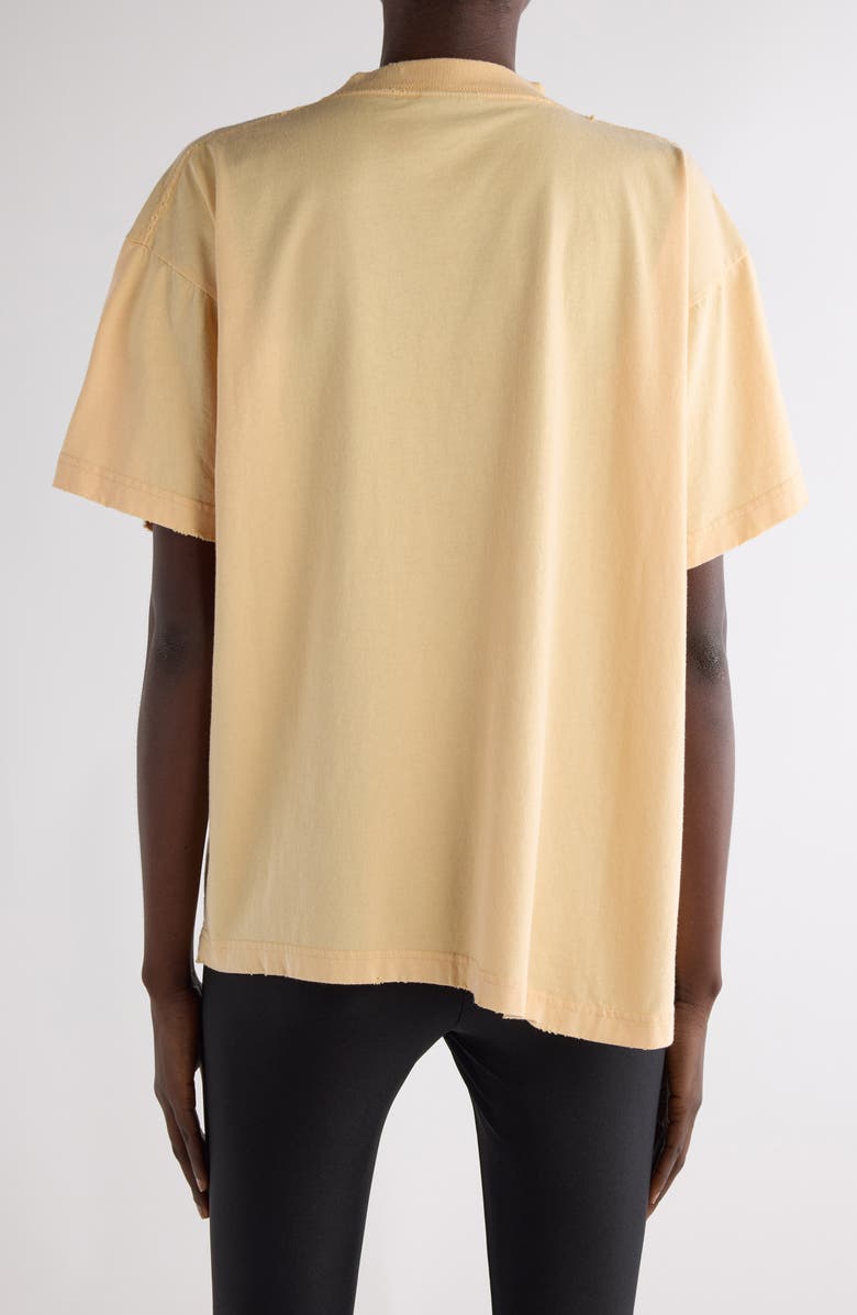 Balenciaga Laurel Embroidered Logo Boxy Distressed T-Shirt, Alternate, color, 