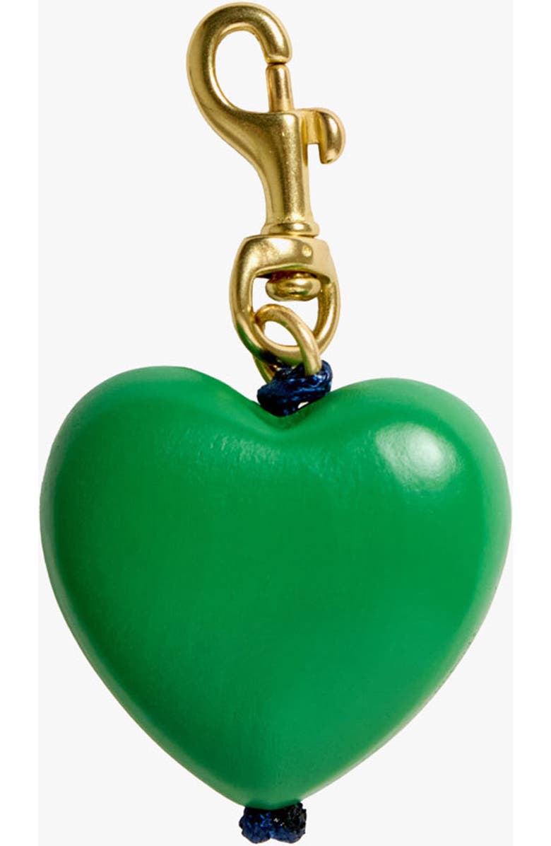 Clare V. Grande Heart Key Fob, Main, color, Emerald